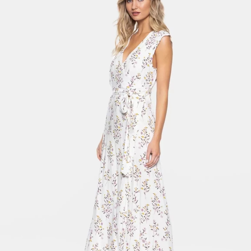 Tavik White Ruffled Tie Front Maxi Dress